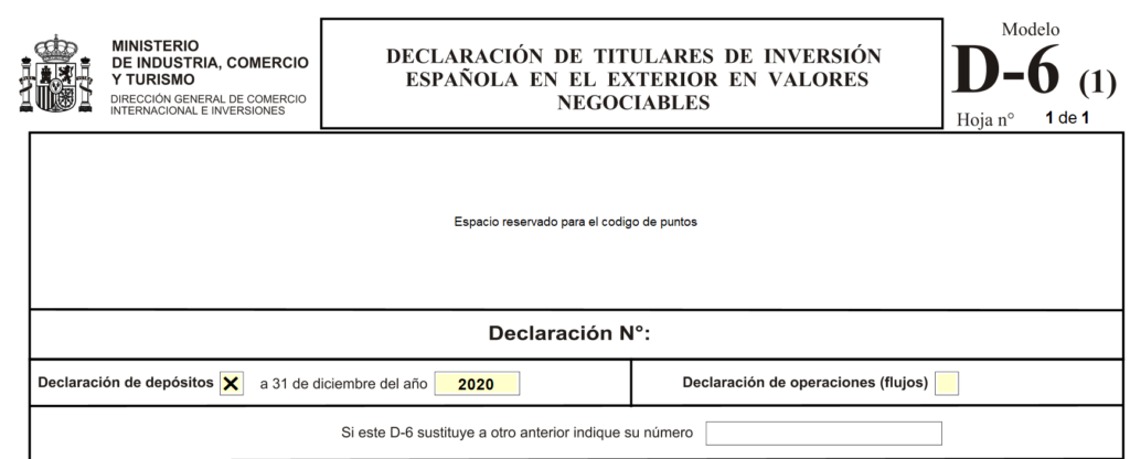 D6 para declarar inversión en el extranjero